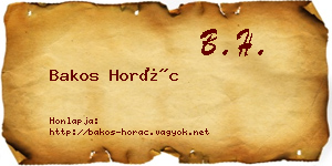 Bakos Horác névjegykártya